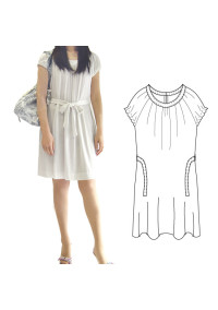 縫い代付き印刷済み型紙　キャップスリーブワンピース Bluda~ブルダ　