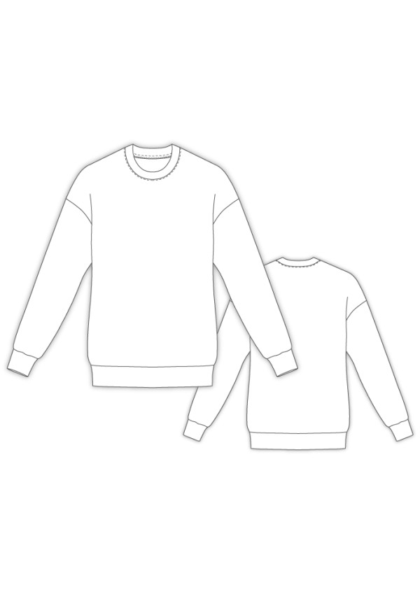 PDF型紙 LR70054 ～ドロップショルダー、ナローネックトレーナー