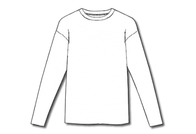 縫い代付き印刷済み型紙 LR70059 クルーネック長袖 T