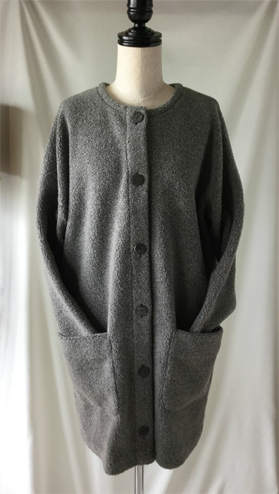 3Proudi クルーネックロングカーディガン　襟なし　型紙通販　ニット地専用