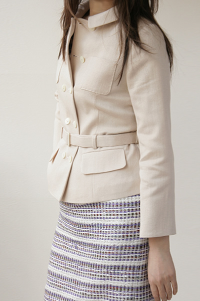 型紙通販、ベルテッド、ダブルブレスト　フラットカラージャケット