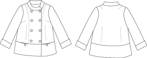 型紙通販、ハイネックダブルブレストジャケット