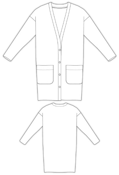 3Lorie ドロップショルダー　コート　襟なし　型紙通販