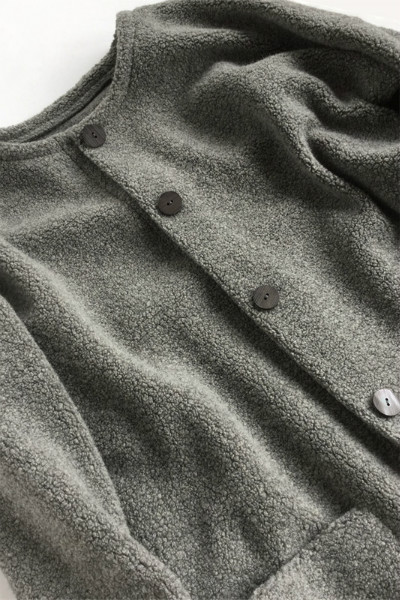 3Proudi クルーネックロングカーディガン　襟なし　型紙通販　ニット地専用