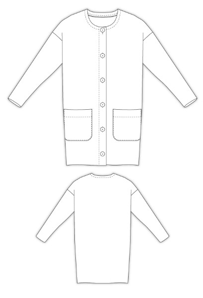 3Lorie ドロップショルダー　コート　襟なし　型紙通販