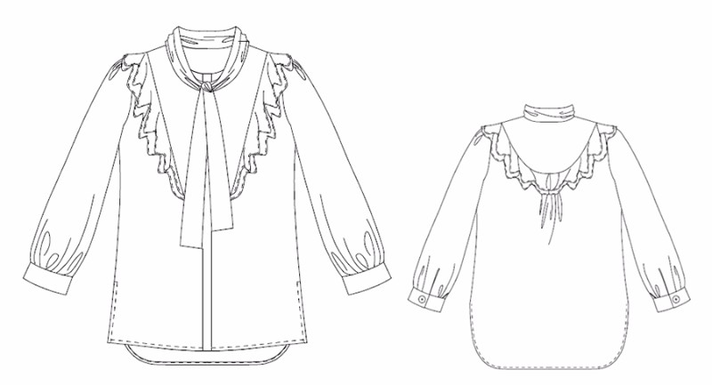 8Mignea シャツカラーティアードワンピース　型紙通販　立体裁断