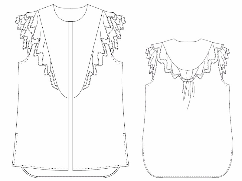 8Mignea シャツカラーティアードワンピース 型紙通販 立体裁断