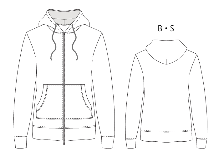 洋裁用型紙通販　型紙通販　7Cherish 前開きフーデッドパーカ　立体裁断