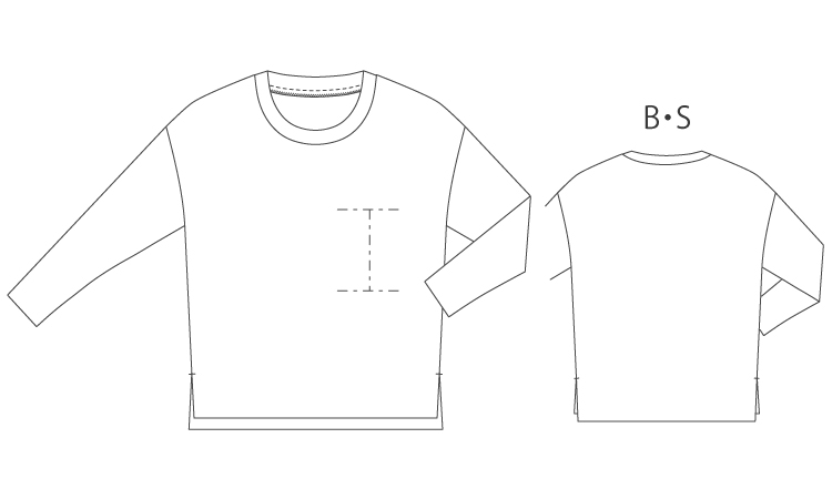 洋裁用型紙通販　型紙通販　7Jamie ドロップショルダークルーネックトレーナ​ー　立体裁断