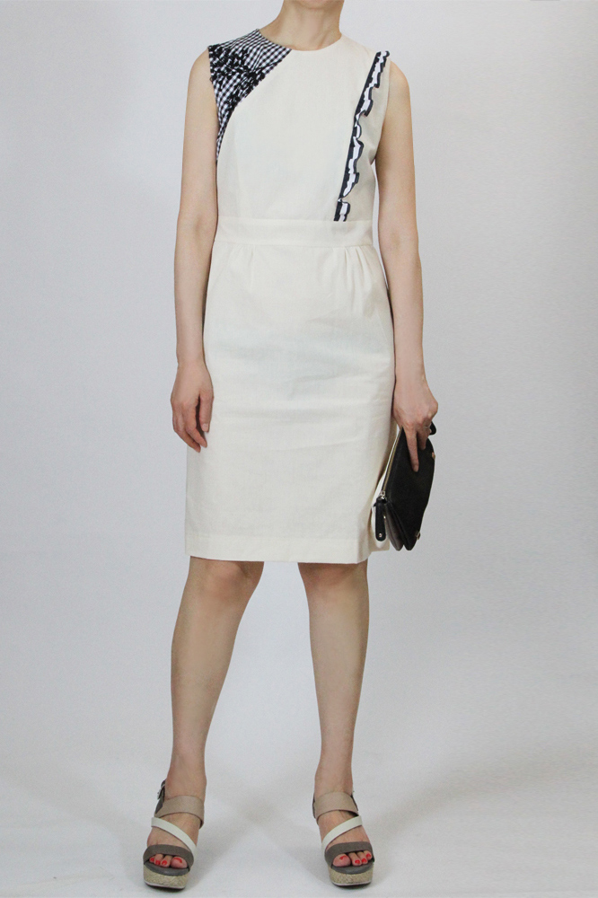 8Daurie 片側フリル付きノースリーブワンピース　型紙通販　立体裁断