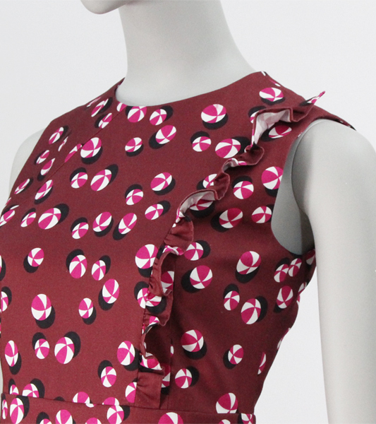 8Daurie 片側フリル付きノースリーブワンピース　型紙通販　立体裁断