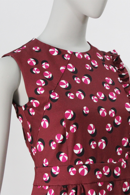 8Daurie 片側フリル付きノースリーブワンピース　型紙通販　立体裁断