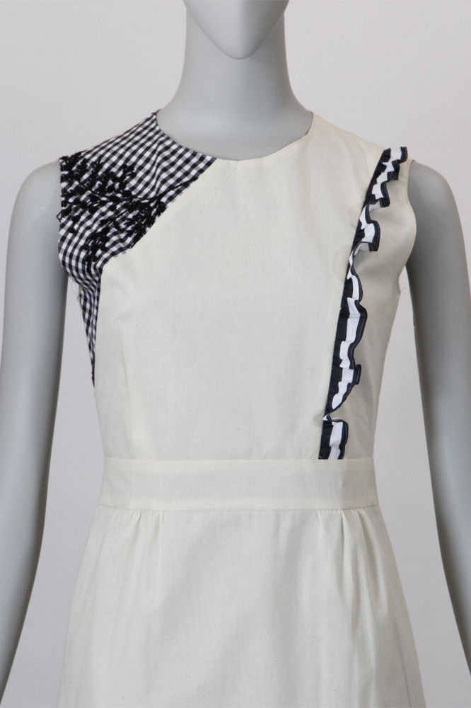 8Daurie 片側フリル付きノースリーブワンピース　型紙通販　立体裁断