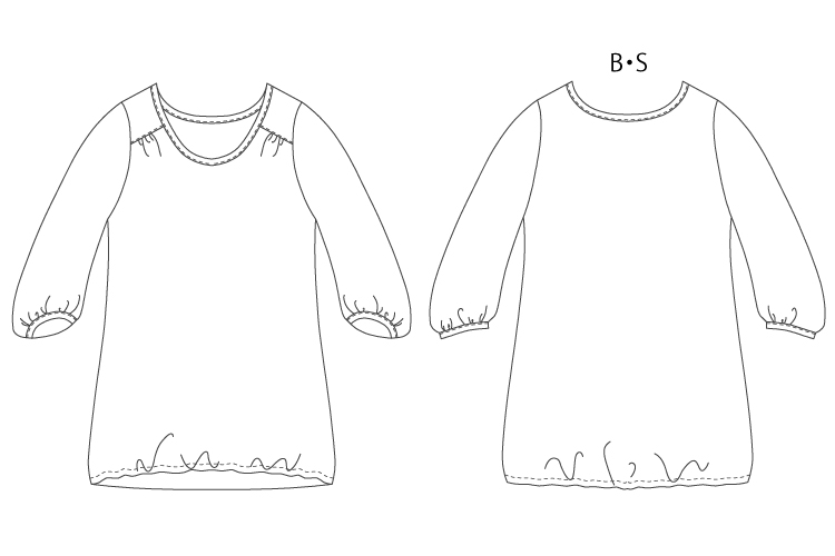 洋裁用型紙通販　型紙通販　ギャザープルオーバー　ダウンロード型紙　立体裁断