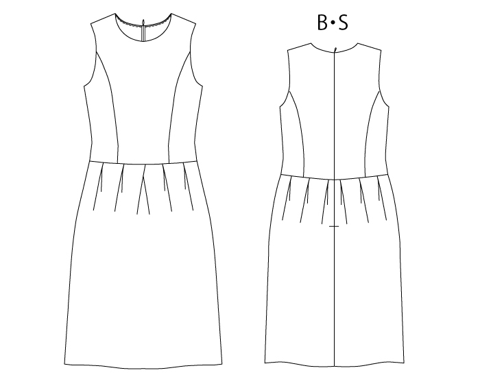 洋裁用型紙通販　PDF型紙　立体裁断 8Quin  ノースリーブ、タックスカートワンピース
