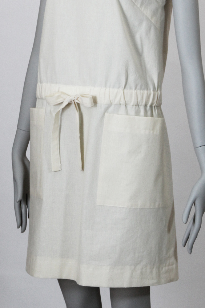 8Lim 衿、袖ぐり切り替え、ウエストリボンワンピース　型紙通販　立体裁断