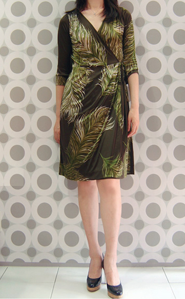 型紙通販 カシュクールジャージーワンピース オプション袖付き