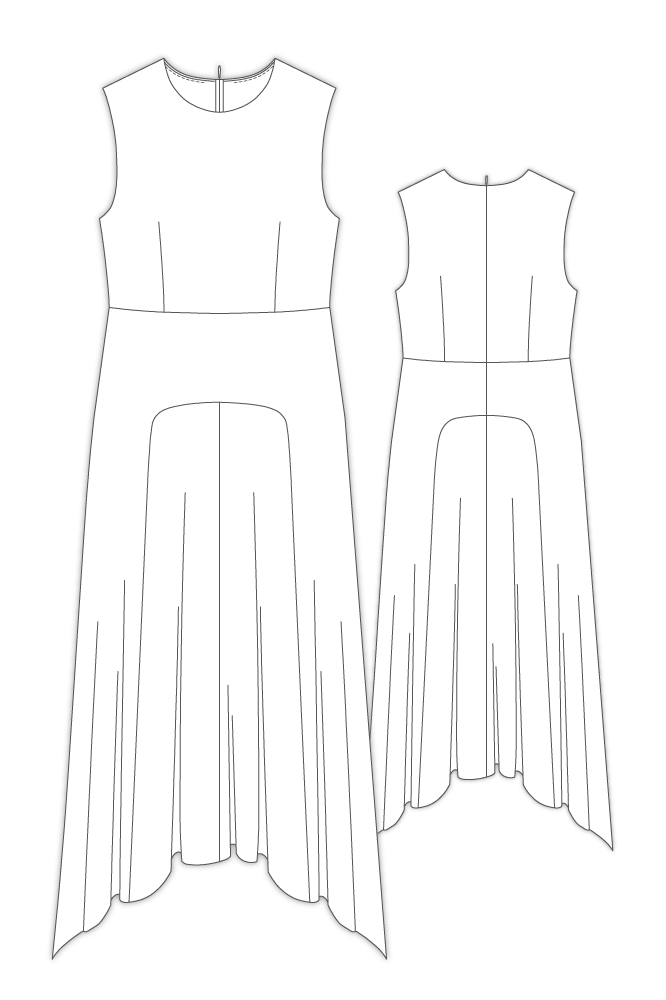 8Orica イレギュラーヘム バイアス切り替えワンピース 型紙通販 立体裁断