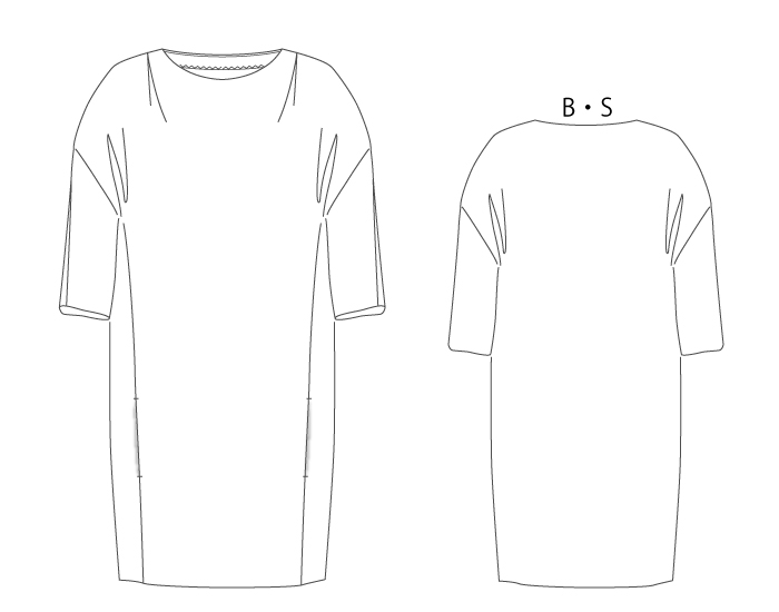 型紙通販、PDF型紙 バレルライン、ドルマンカットソーワンピ　8Ringo～リンゴ