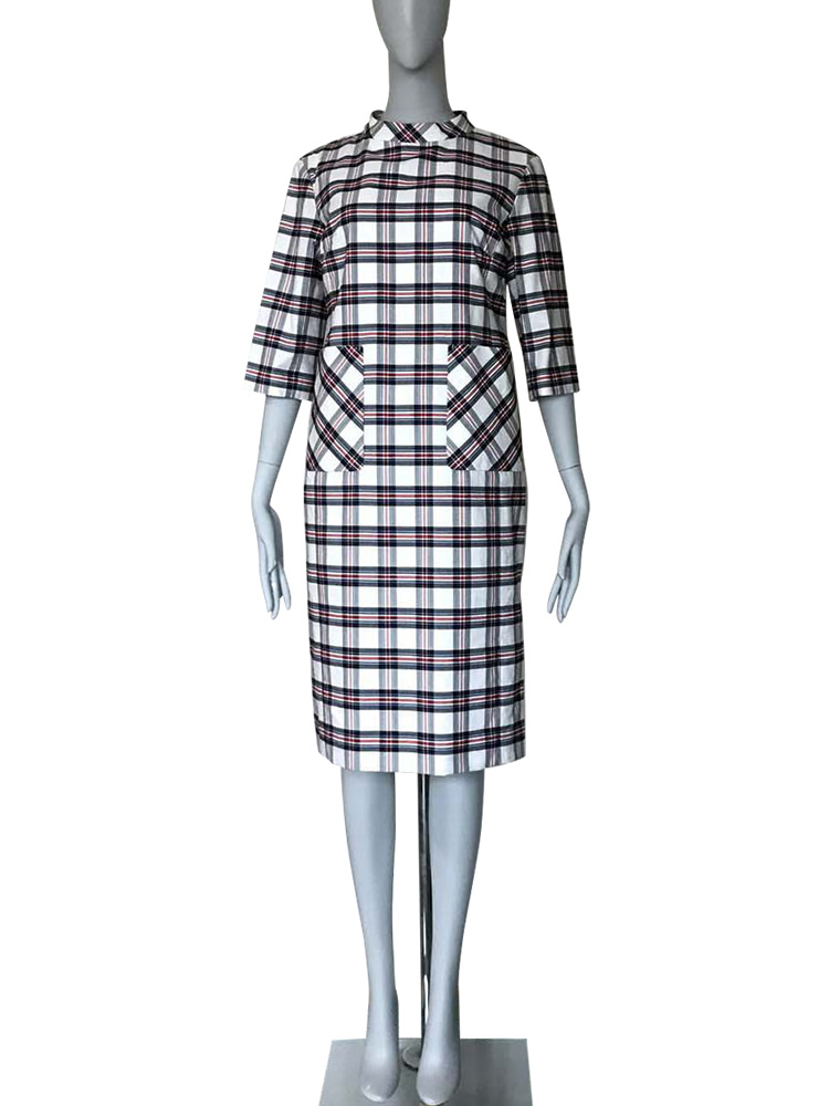 型紙通販、8Salus 立ち衿つき七分袖ワンピース