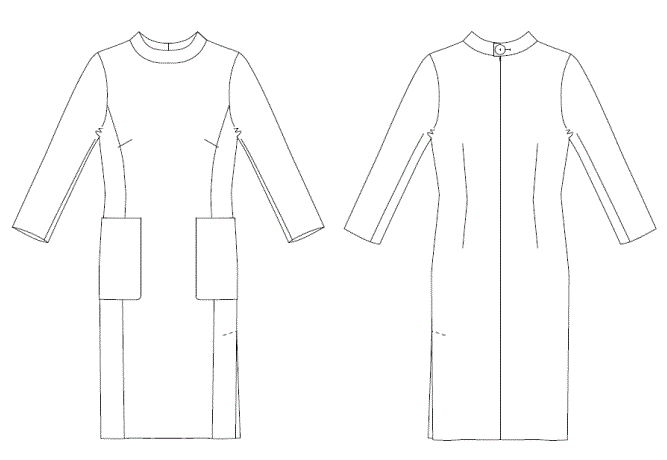 型紙通販、8Salus 立ち衿つき七分袖ワンピース