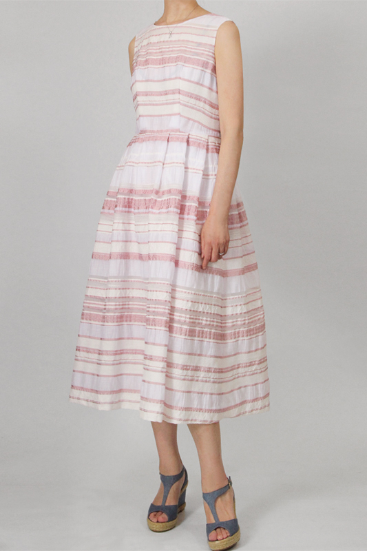 Sisbon ノースリーブミディ丈タックドレス ワンピース 型紙通販 立体裁断