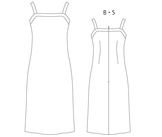 洋裁用型紙通販　PDF型紙　立体裁断 8Quin  ノースリーブ、タックスカートワンピース