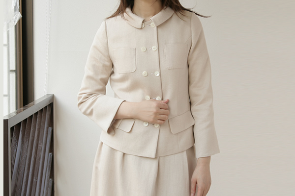 型紙通販、ベルテッド、ダブルブレスト　フラットカラージャケット