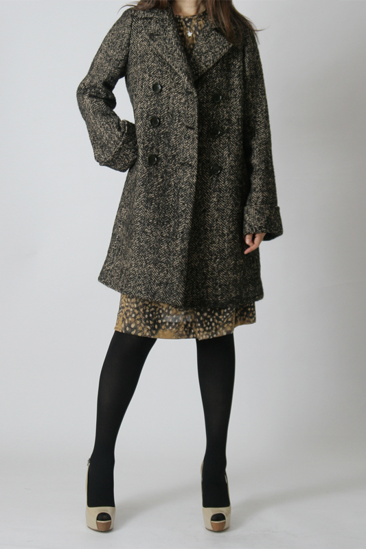 型紙通販 9分袖、ダブルブレストハーフコート 3Elody～エロディー