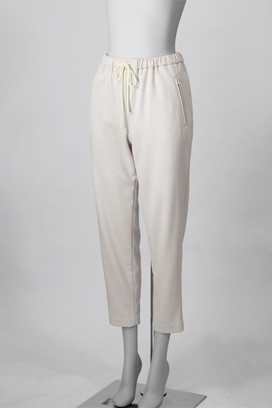 型紙通販　LR40053 テーパードニットパンツ〜ウエストゴム＆リボン細⼝パンツ、ニット地⽤