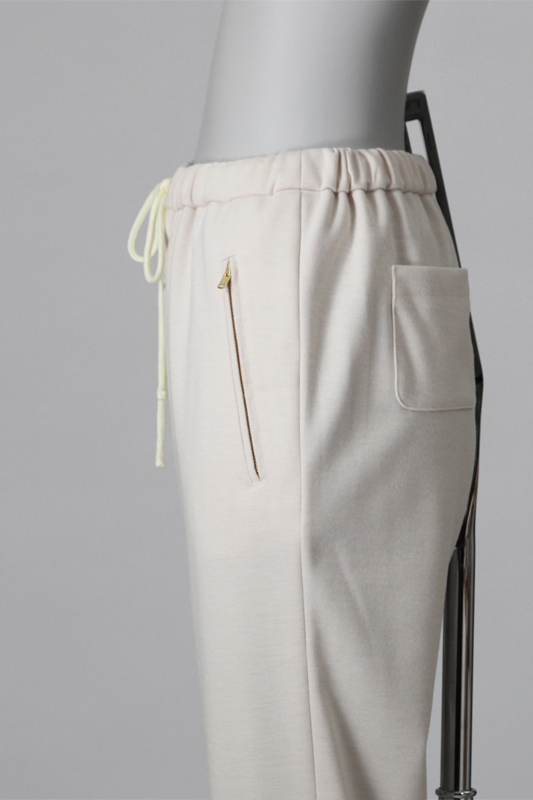 型紙通販　LR40053 テーパードニットパンツ〜ウエストゴム＆リボン細⼝パンツ、ニット地⽤