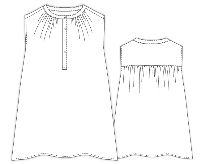 LR50052 前立付きギャザータンクブラウス　型紙通販　立体裁断