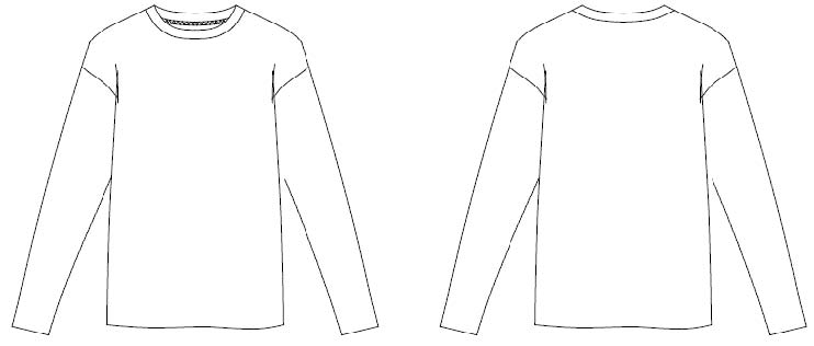 PDF型紙 LR70059 クルーネック長袖 T　型紙通販　立体裁断