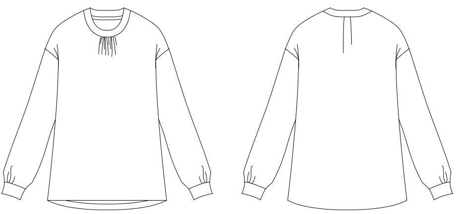 型紙 衿ぐりギャザー トップス LR70060