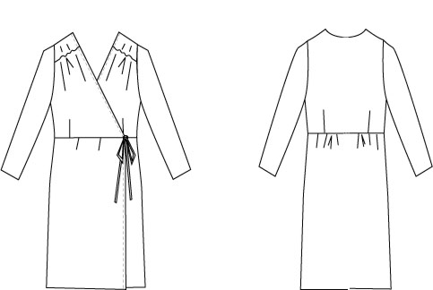 型紙通販 カシュクールジャージーワンピース オプション袖付き