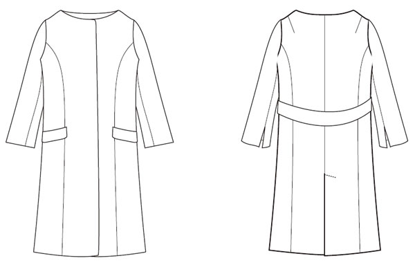型紙通販、衿なしベルテッドコート Jacky~ジャッキー