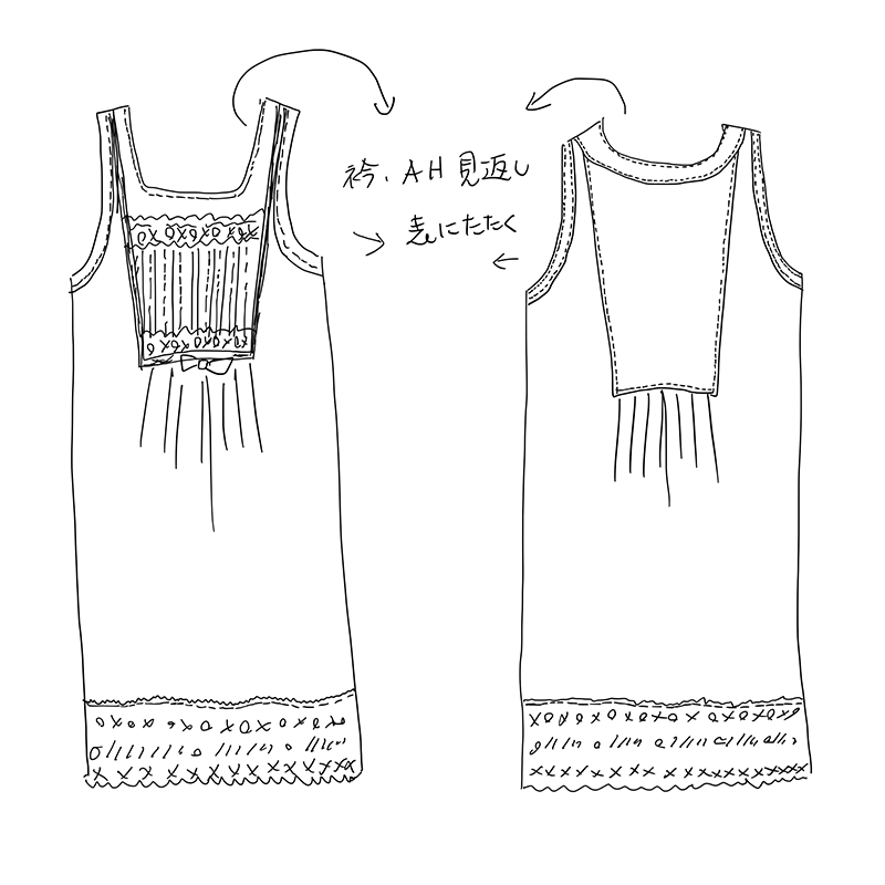 8Bridget ボックスプリーツ半袖付きワンピース 型紙通販 立体裁断