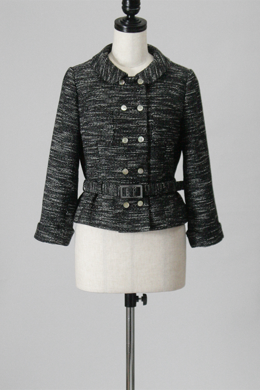 型紙通販、ベルテッド、ダブルブレスト　フラットカラージャケット